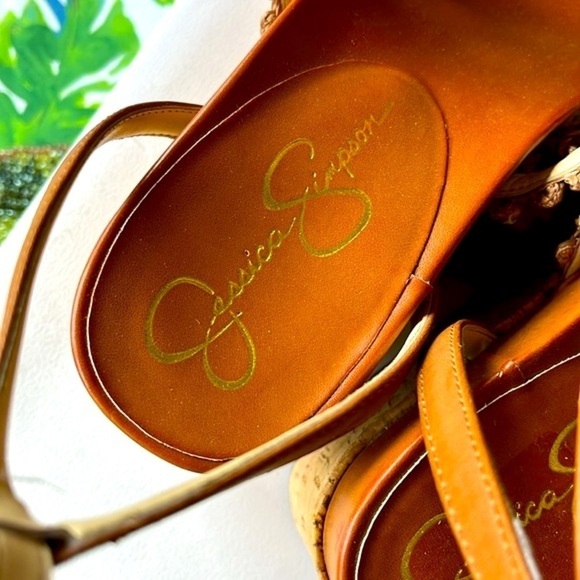 Brand New Jessica Simpson Callri Wedge Sandals Woven Raffia Cork Platform Ankle - Picture 8 of 16